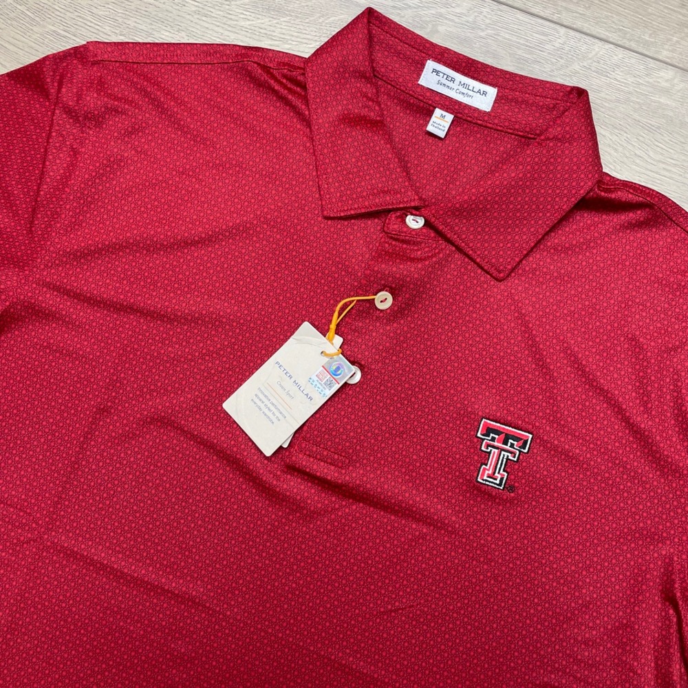 Peter Millar Polo Shirt Men M Red Texas Tech Red Raiders MA24CEK02S Prep Gameday